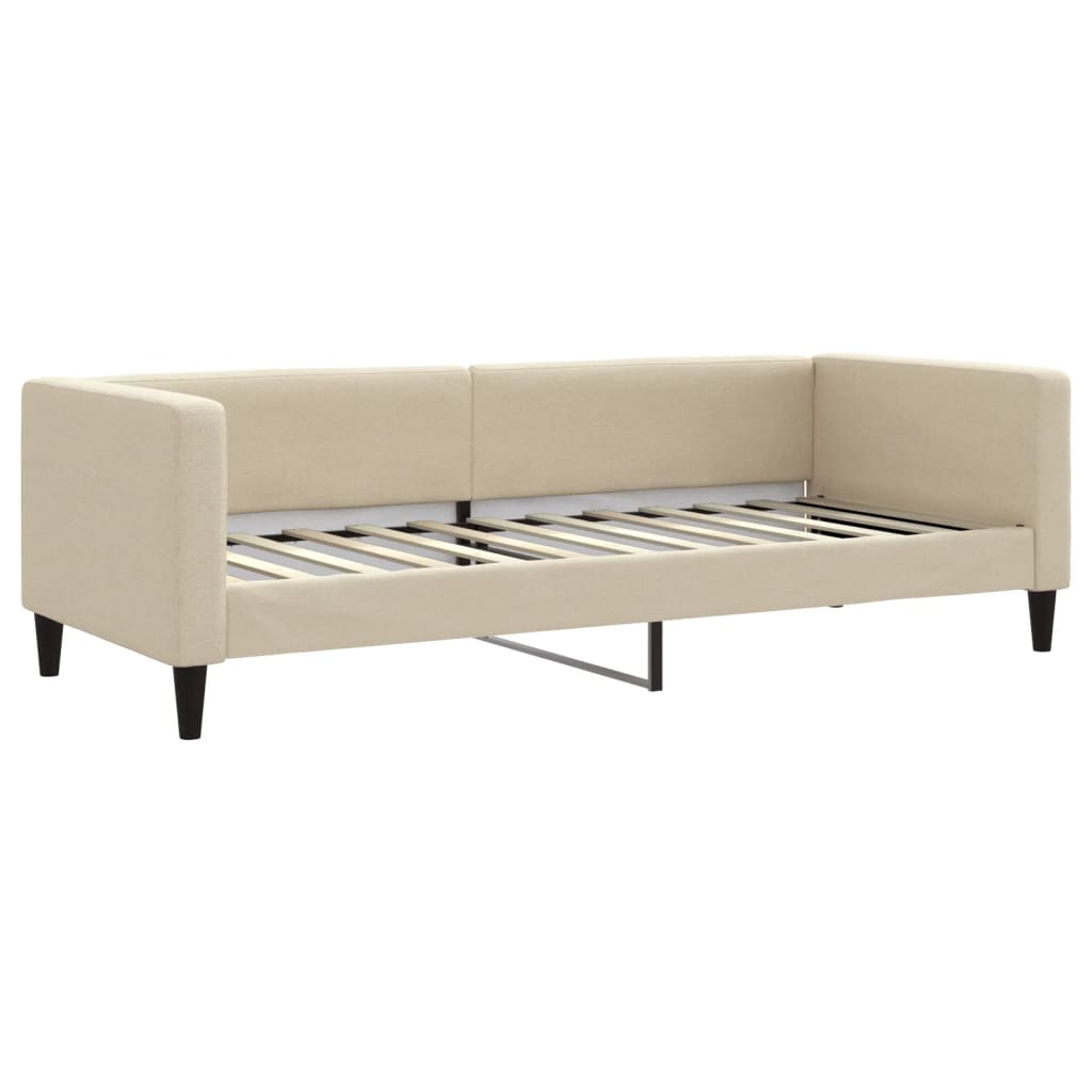 Dnevni krevet na razvlačenje s ladicama krem 80x200 cm tkanina
