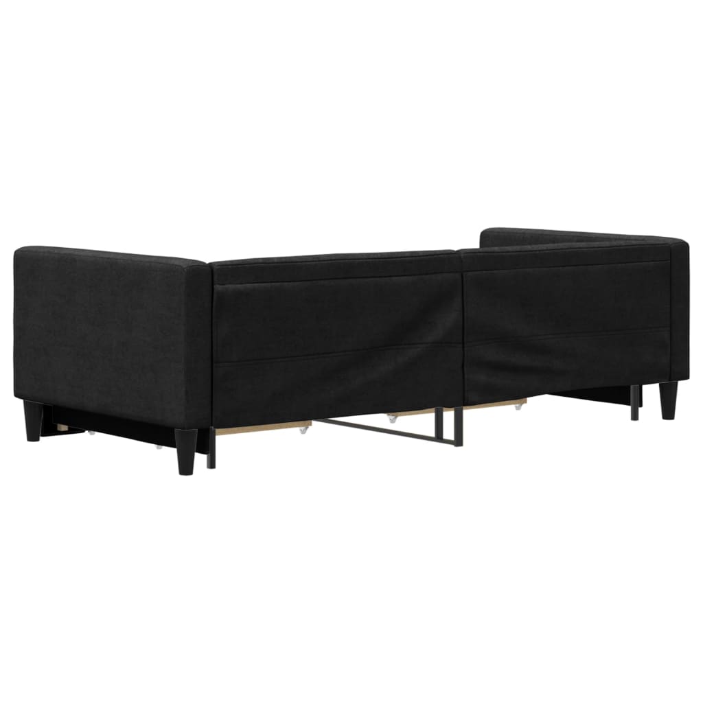 Dnevni krevet na razvlačenje s ladicama crni 90x200 cm tkanina