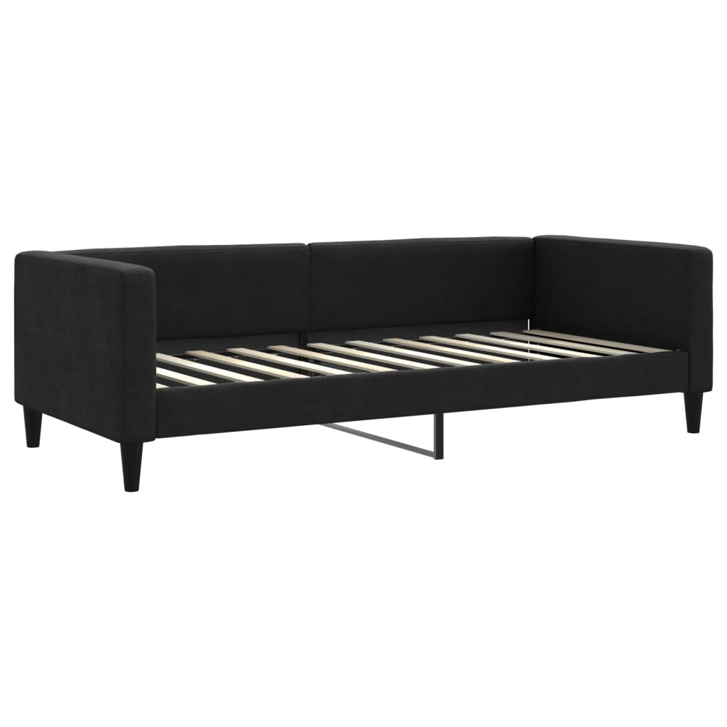 Dnevni krevet na razvlačenje s ladicama crni 90x200 cm tkanina