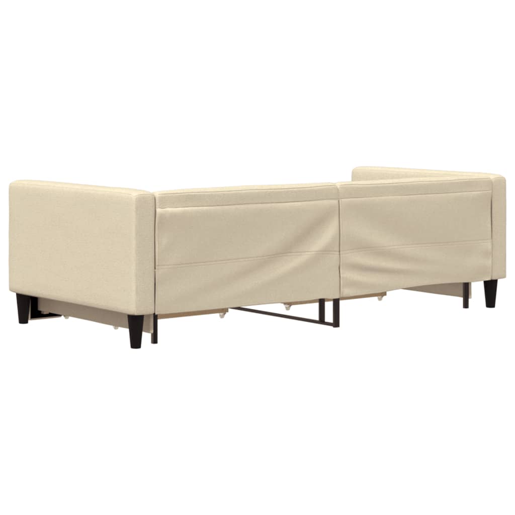 Dnevni krevet na razvlačenje s ladicama krem 90x200 cm tkanina