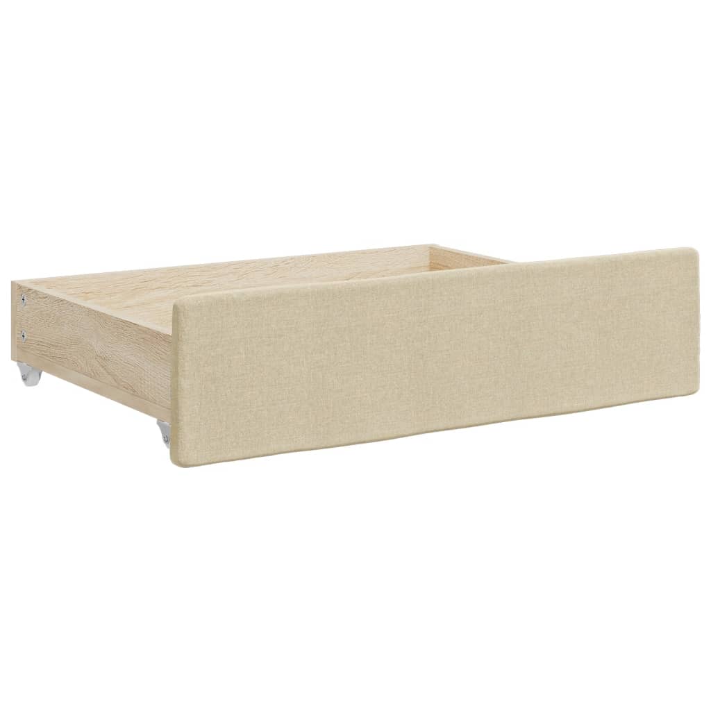 Dnevni krevet na razvlačenje s ladicama krem 90x200 cm tkanina