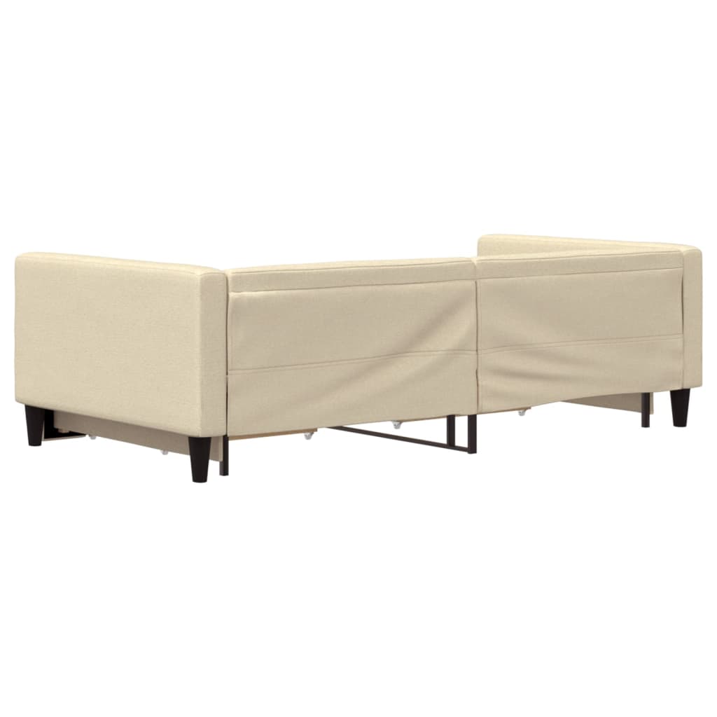 Dnevni krevet na razvlačenje s ladicama krem 100x200 cm tkanina