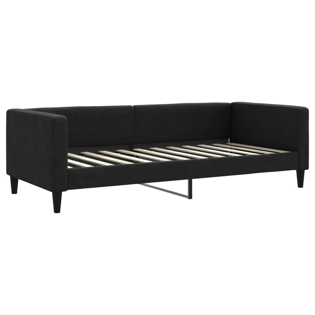 Dnevni krevet na razvlačenje s ladicama crni 100x200 cm tkanina