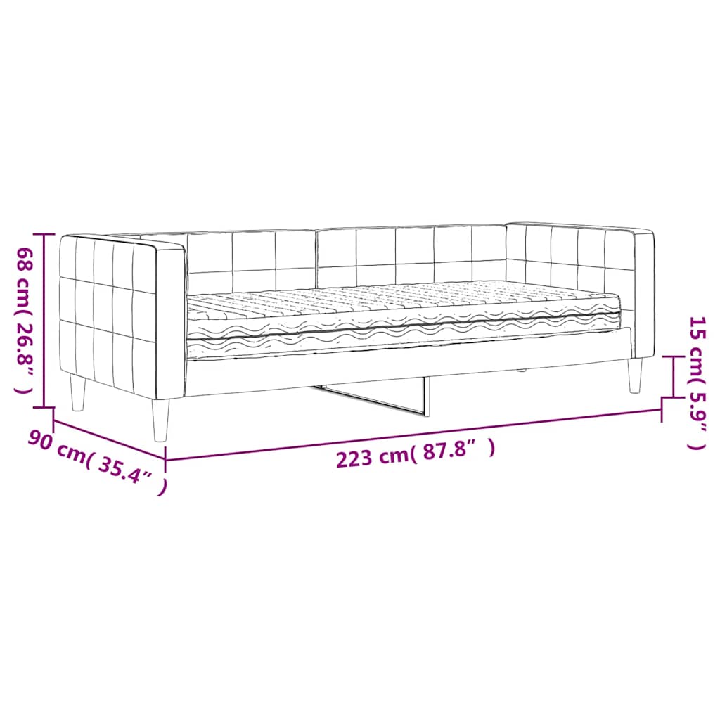 Dnevni krevet s madracem plavi 80 x 200 cm baršunasti