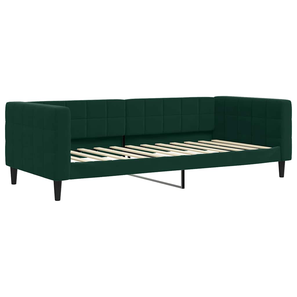 Dnevni krevet s madracem tamnozeleni 90 x 200 cm baršunasti