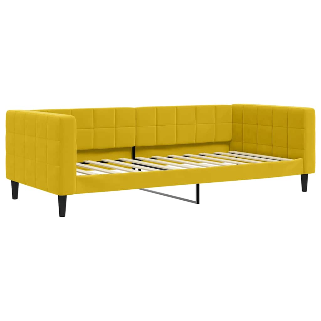 Dnevni krevet s madracem žuti 90 x 200 cm baršunasti