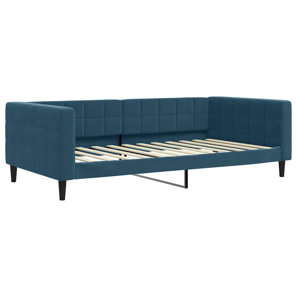Dnevni krevet s madracem plavi 100 x 200 cm baršunasti