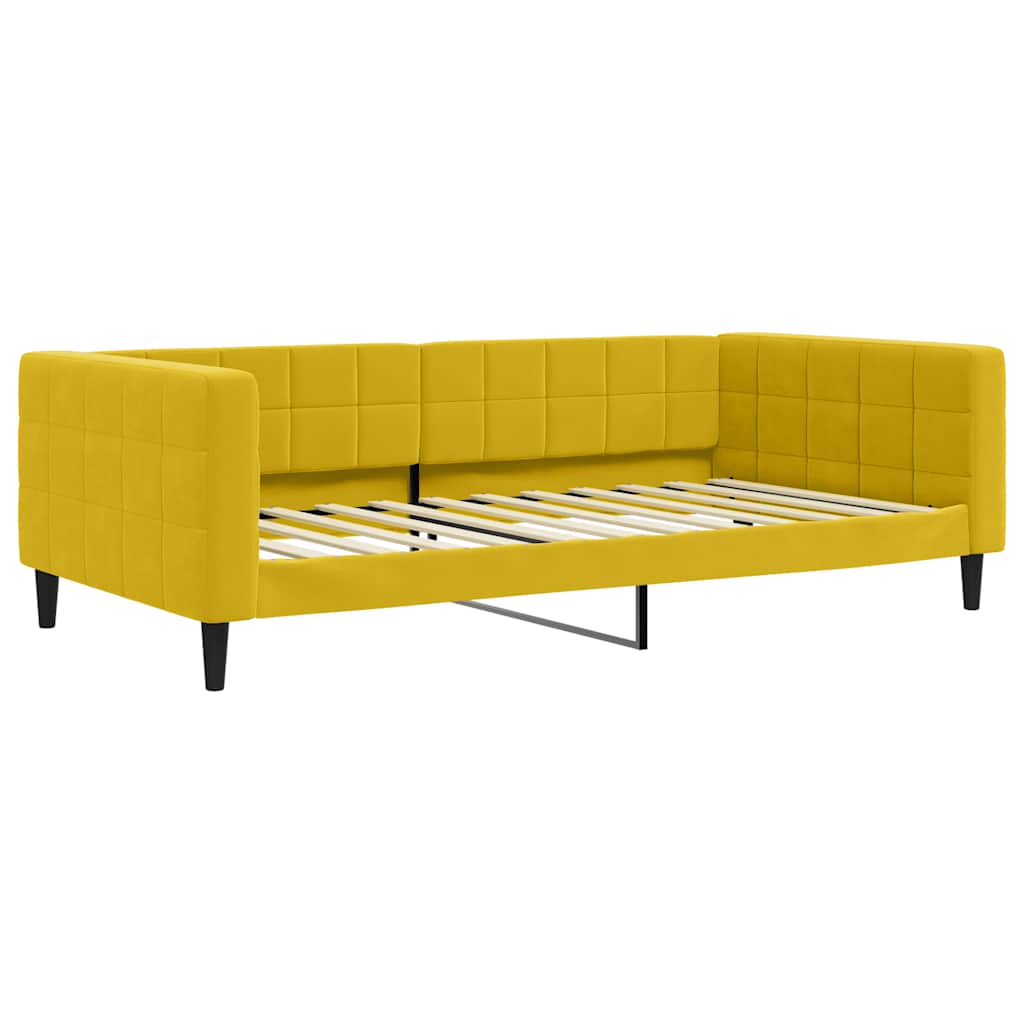 Dnevni krevet s madracem žuti 100 x 200 cm baršunasti
