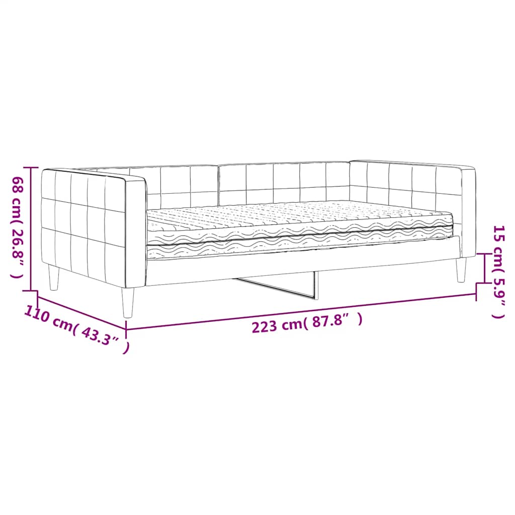 Dnevni krevet s madracem žuti 100 x 200 cm baršunasti