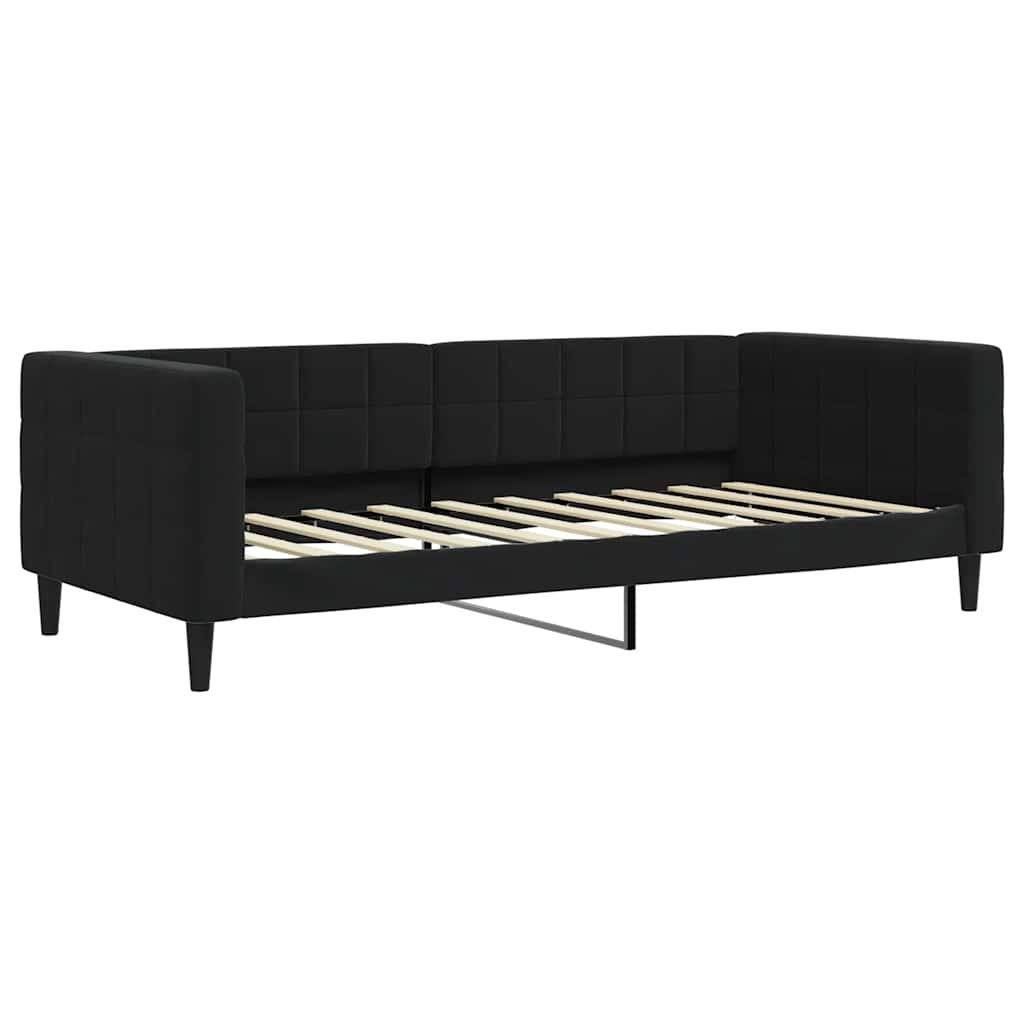 Dnevni krevet s madracem crni 90 x 190 cm baršunasti
