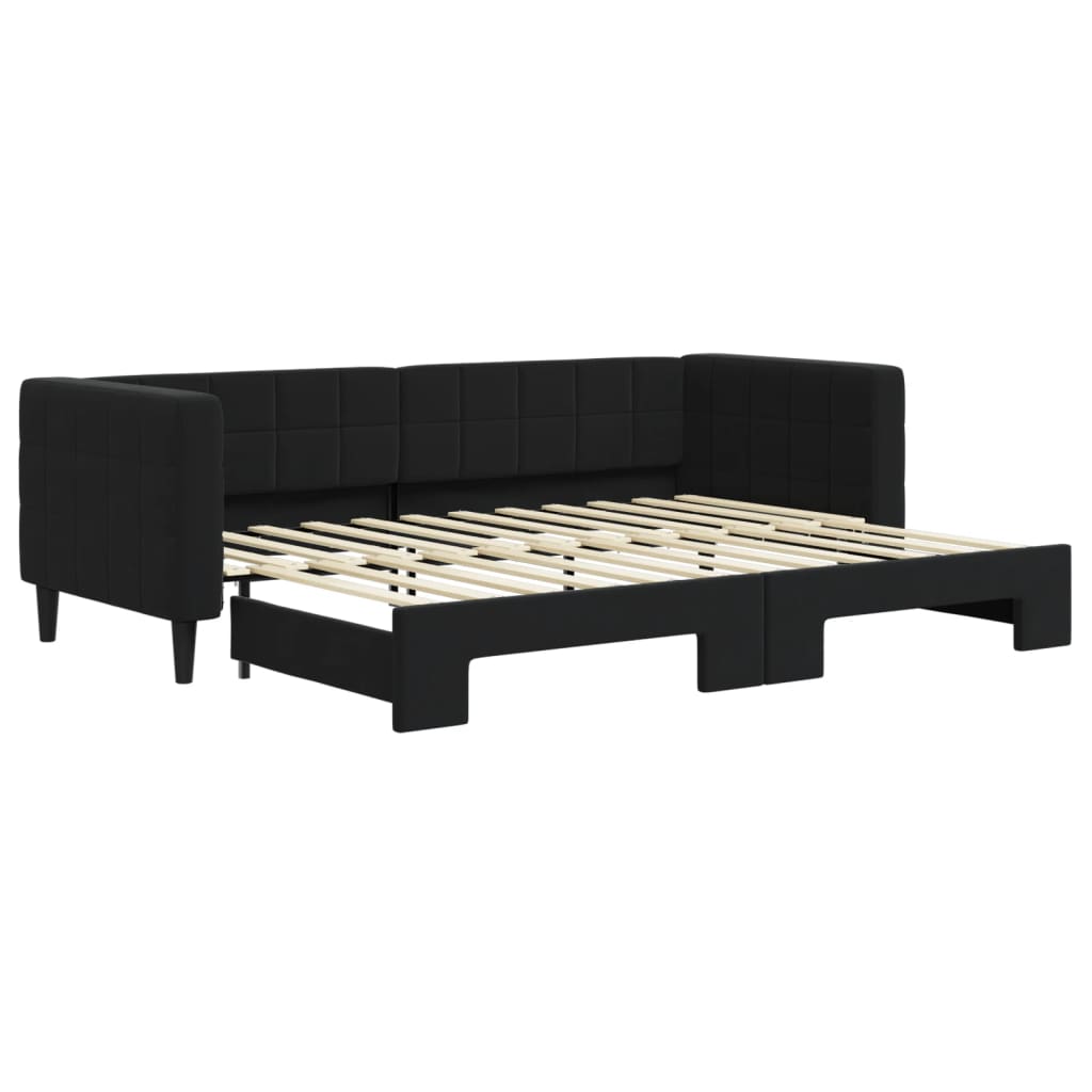 Dnevni krevet na razvlačenje crni 80 x 200 cm baršunasti
