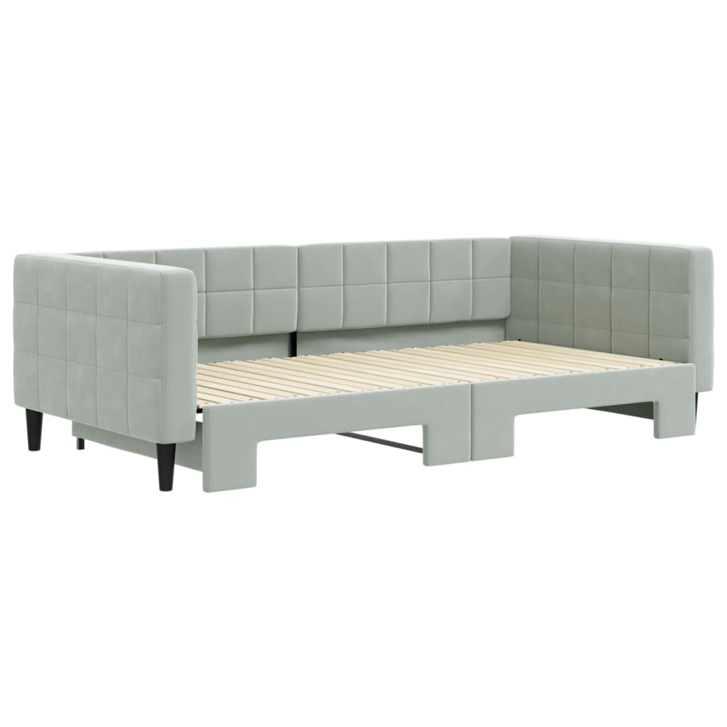 Dnevni krevet na razvlačenje svjetlosivi 100x200 cm baršunasti