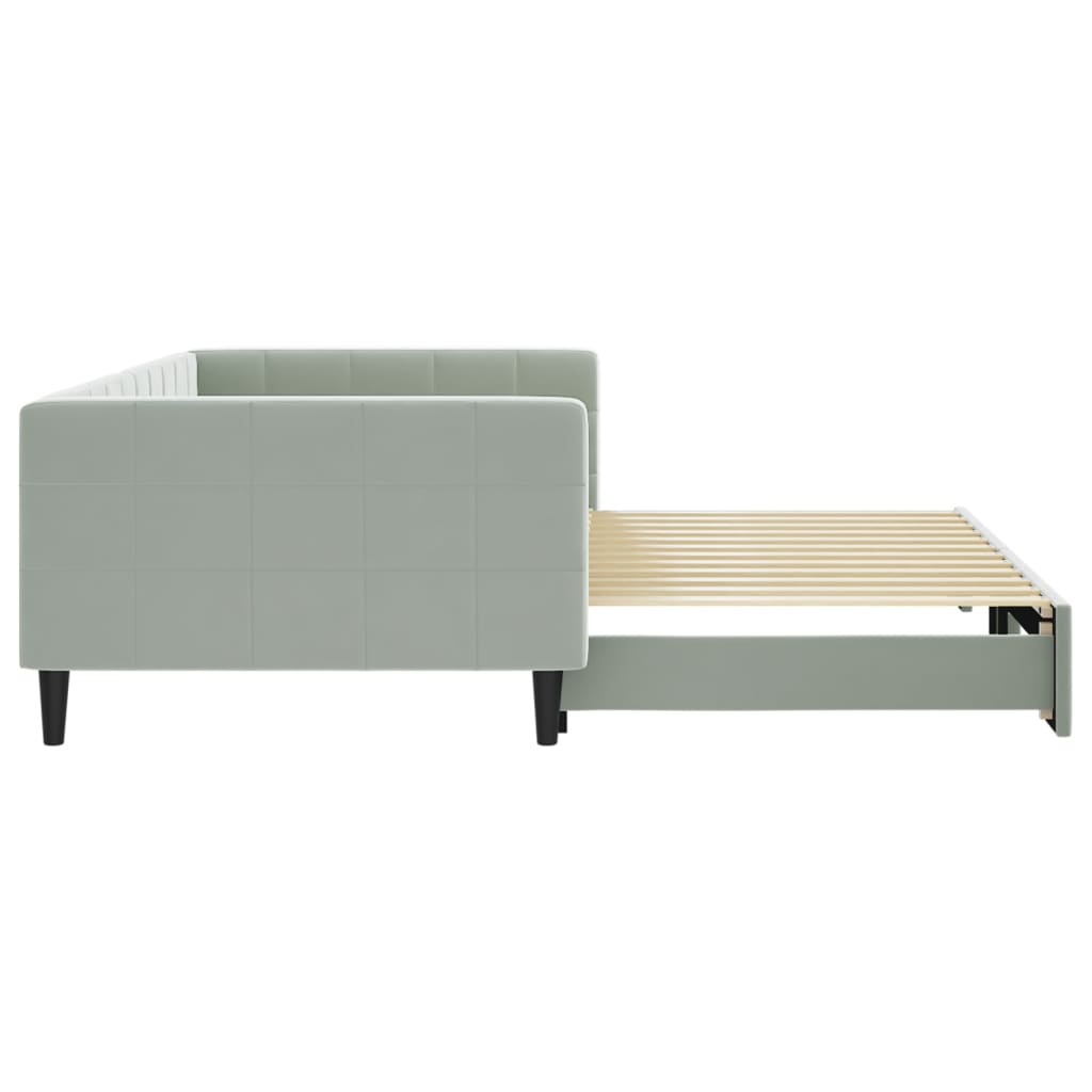 Dnevni krevet na razvlačenje svjetlosivi 100x200 cm baršunasti