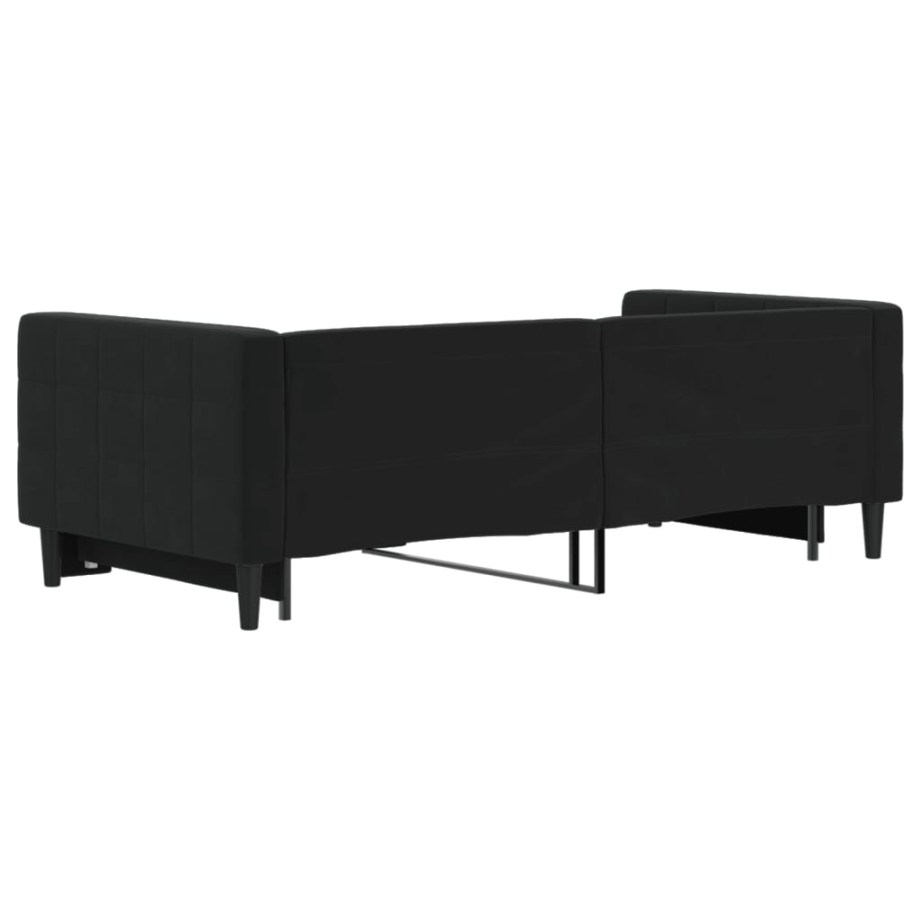 Dnevni krevet na razvlačenje crni 90 x 190 cm baršunasti