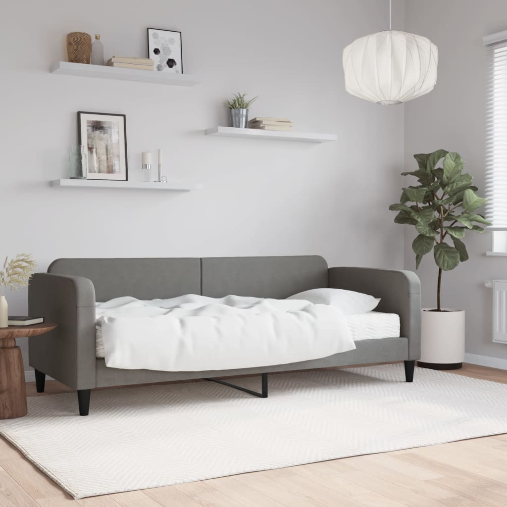 Dnevni krevet s madracem tamnosivi 80 x 200 cm od tkanine