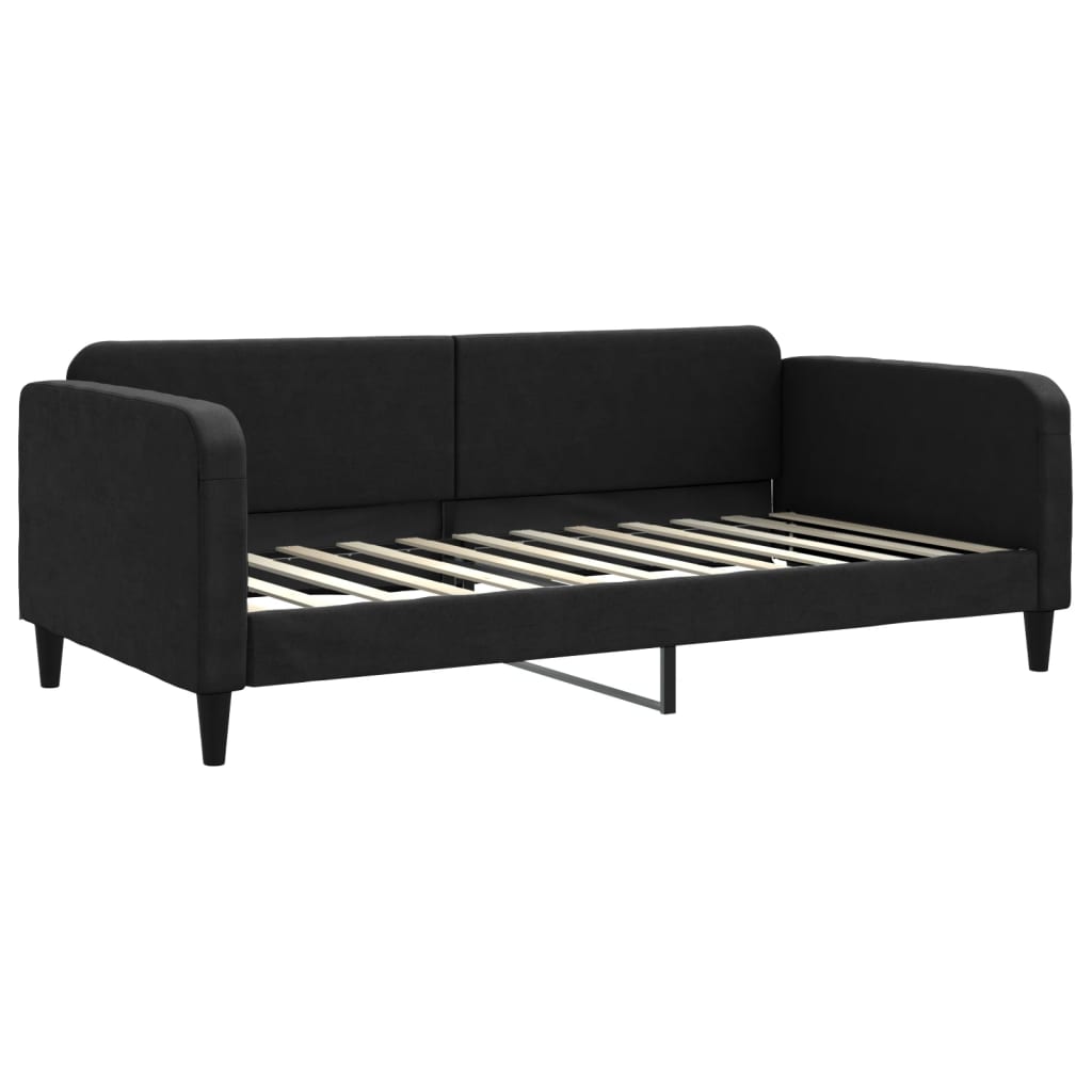 Dnevni krevet s madracem crni 100 x 200 cm od tkanine