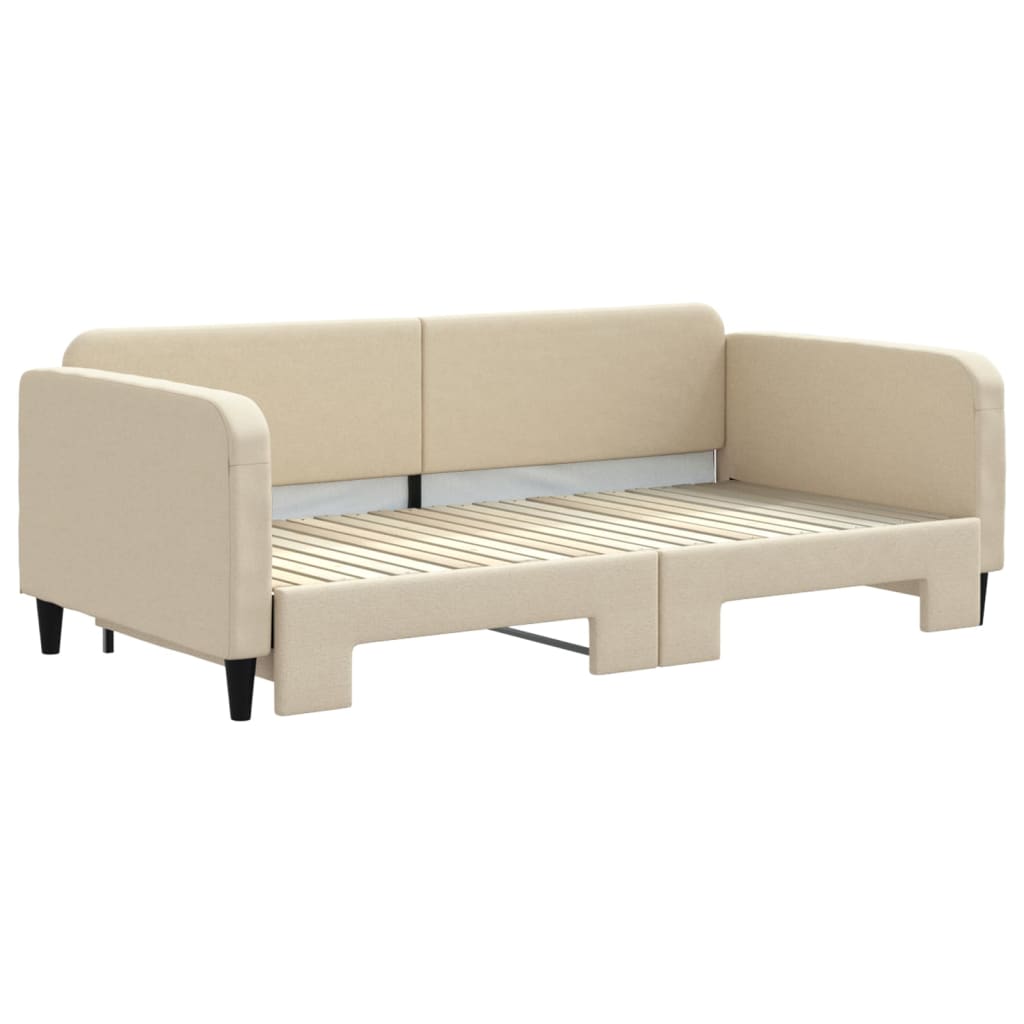 Dnevni krevet na razvlačenje krem 100 x 200 cm od tkanine