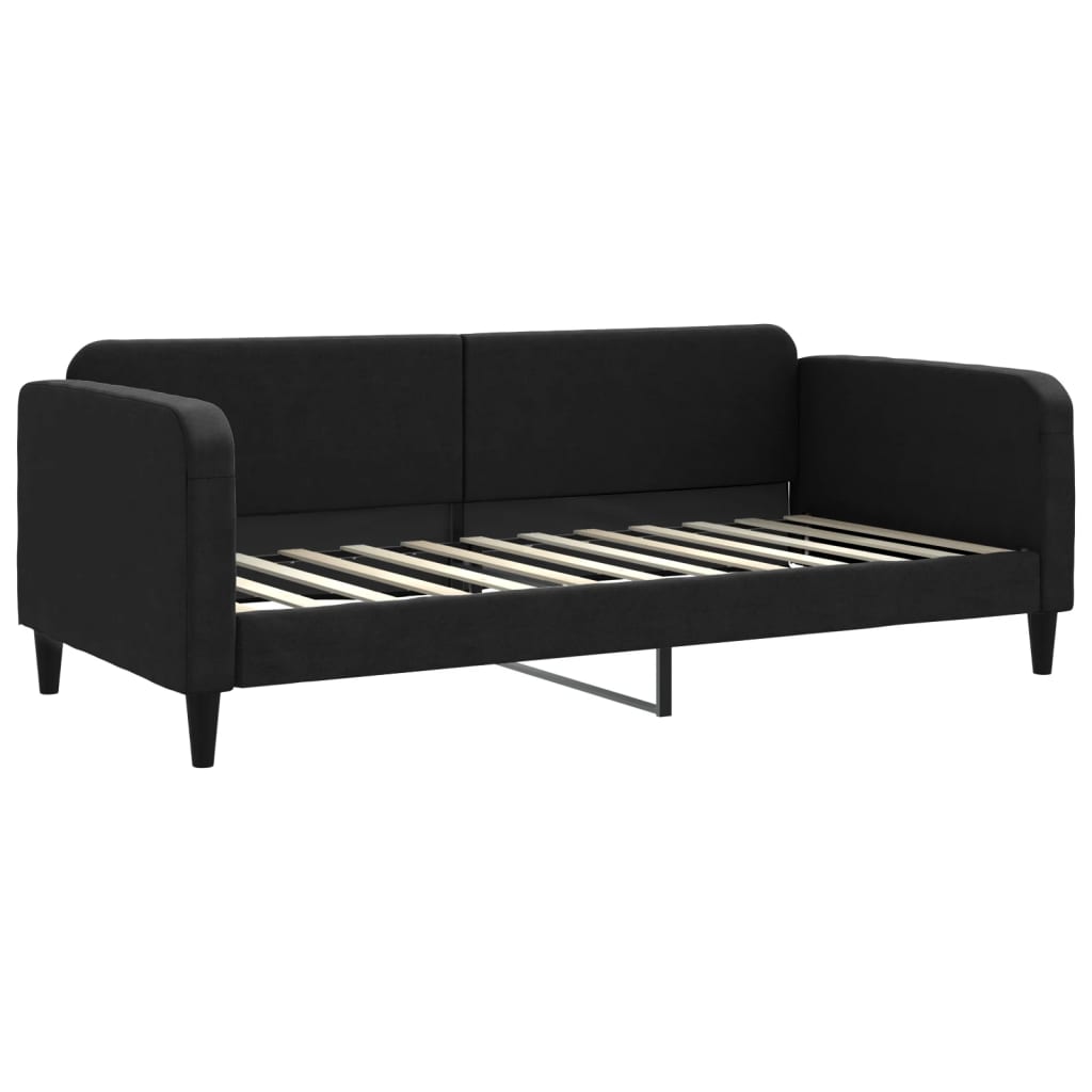 Dnevni krevet na razvlačenje s madracima crni 90x200 cm tkanina