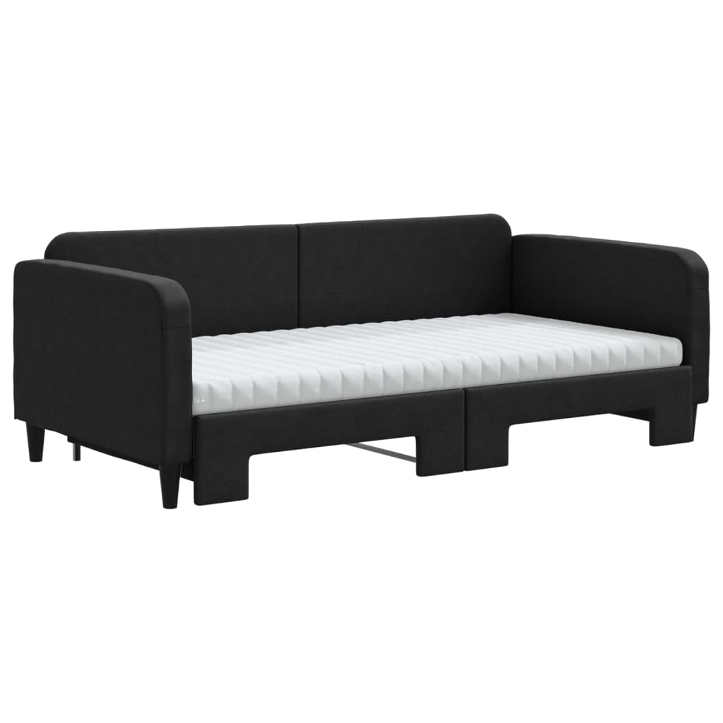 Dnevni krevet na razvlačenje crni 100 x 200 cm od tkanine