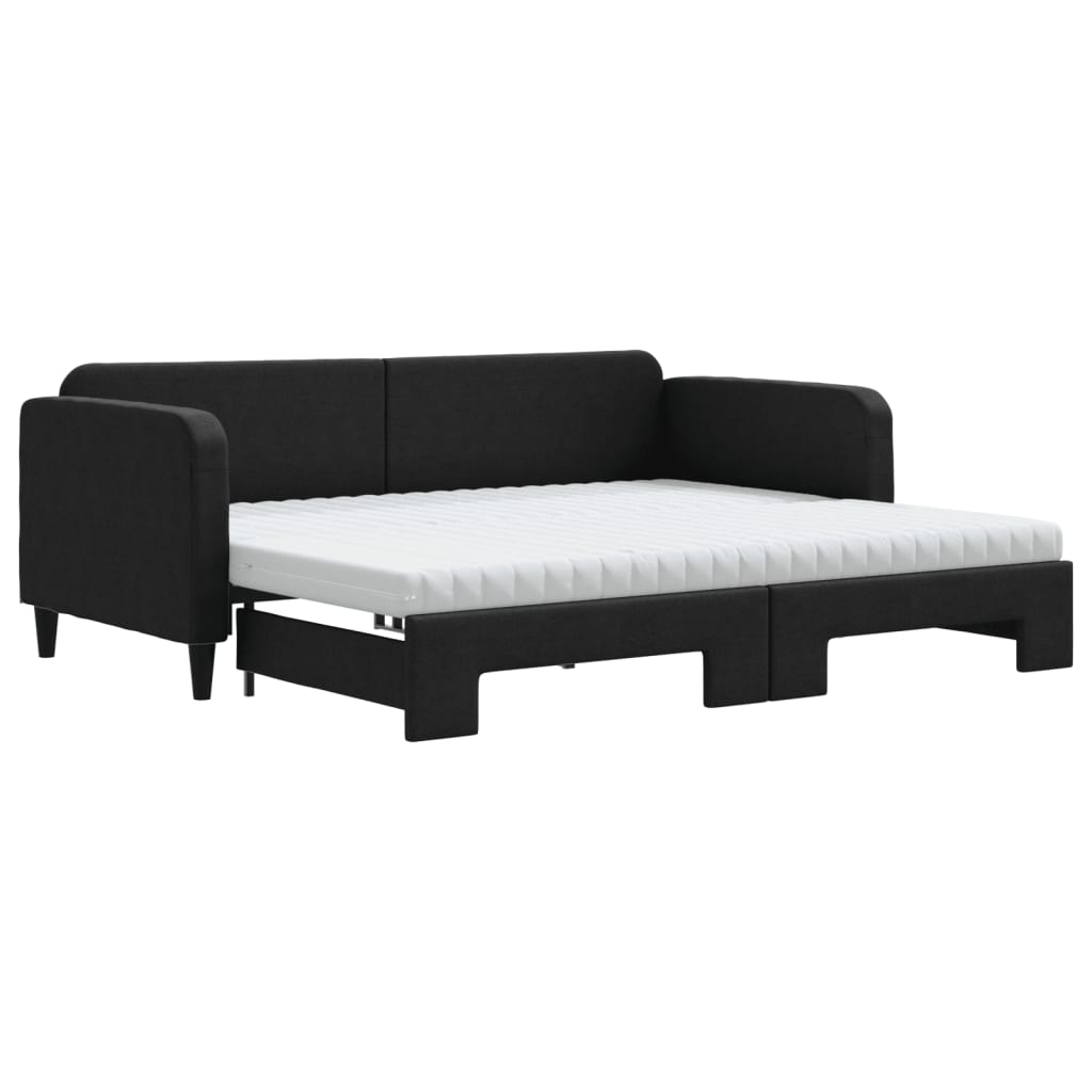 Dnevni krevet na razvlačenje crni 90 x 190 cm od tkanine