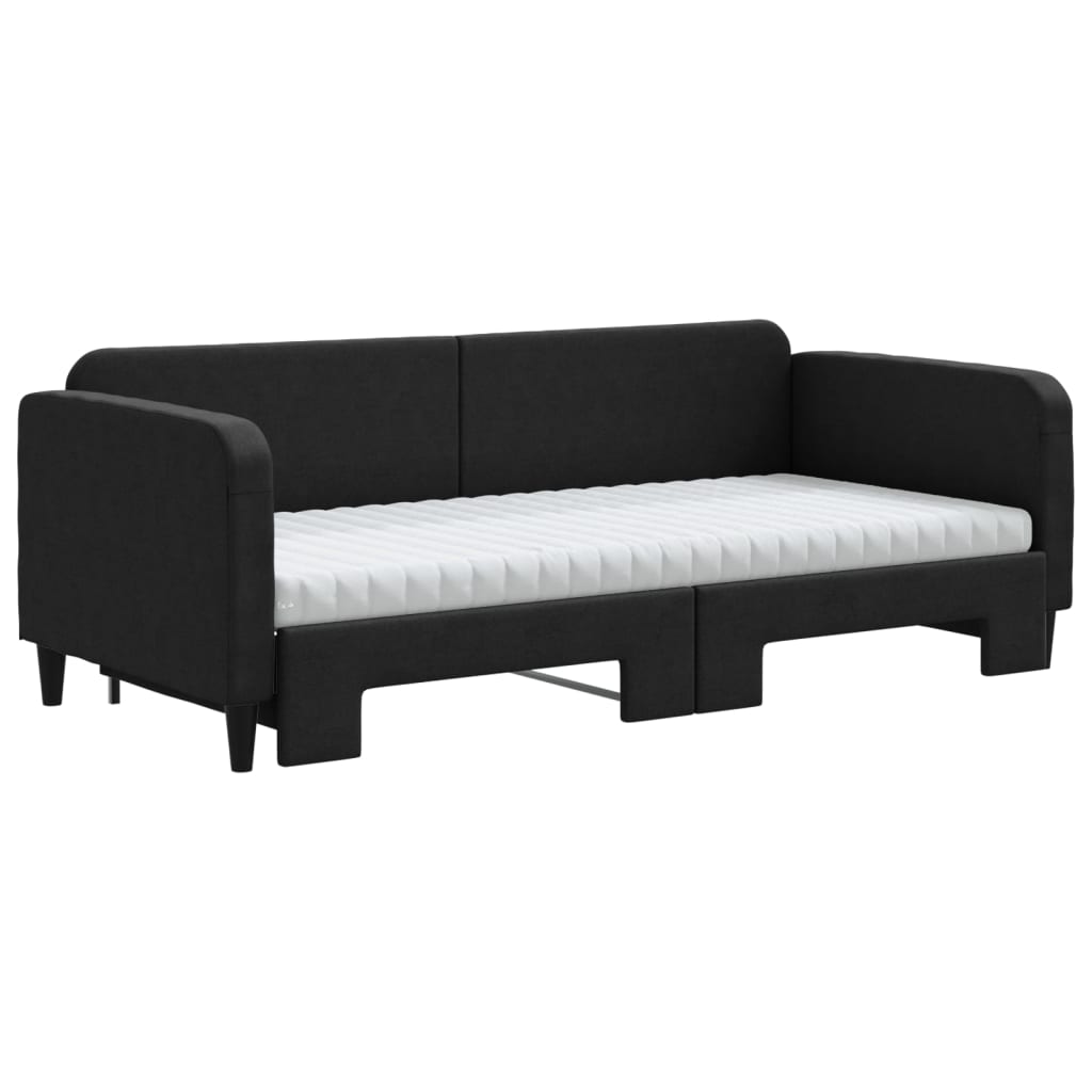 Dnevni krevet na razvlačenje crni 90 x 190 cm od tkanine