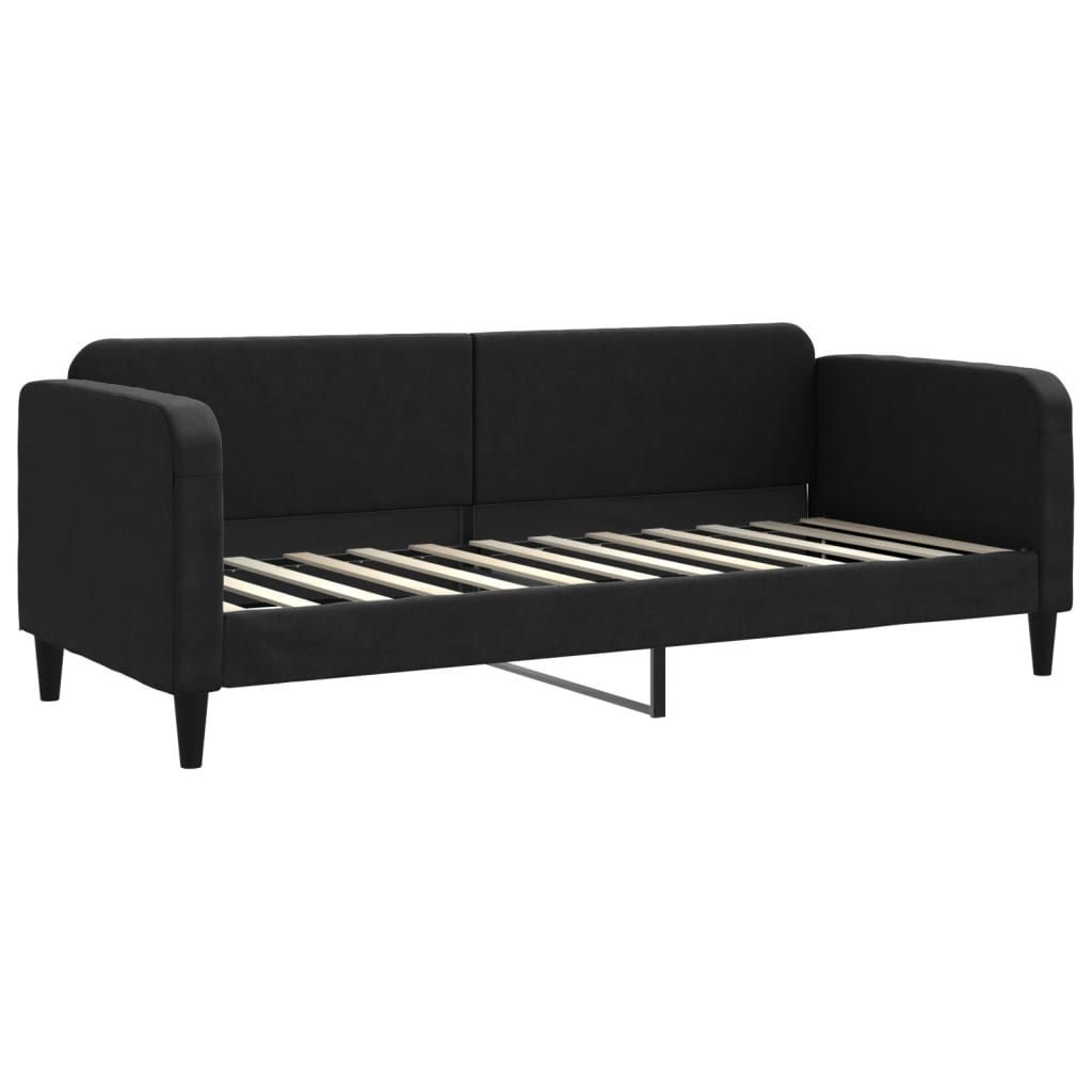 Dnevni krevet na razvlačenje s ladicama crni 80x200 cm tkanina