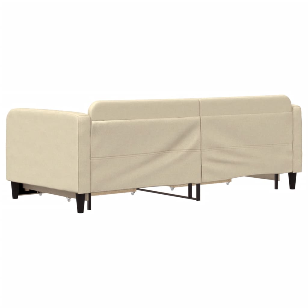 Dnevni krevet na razvlačenje s ladicama krem 90x200 cm tkanina