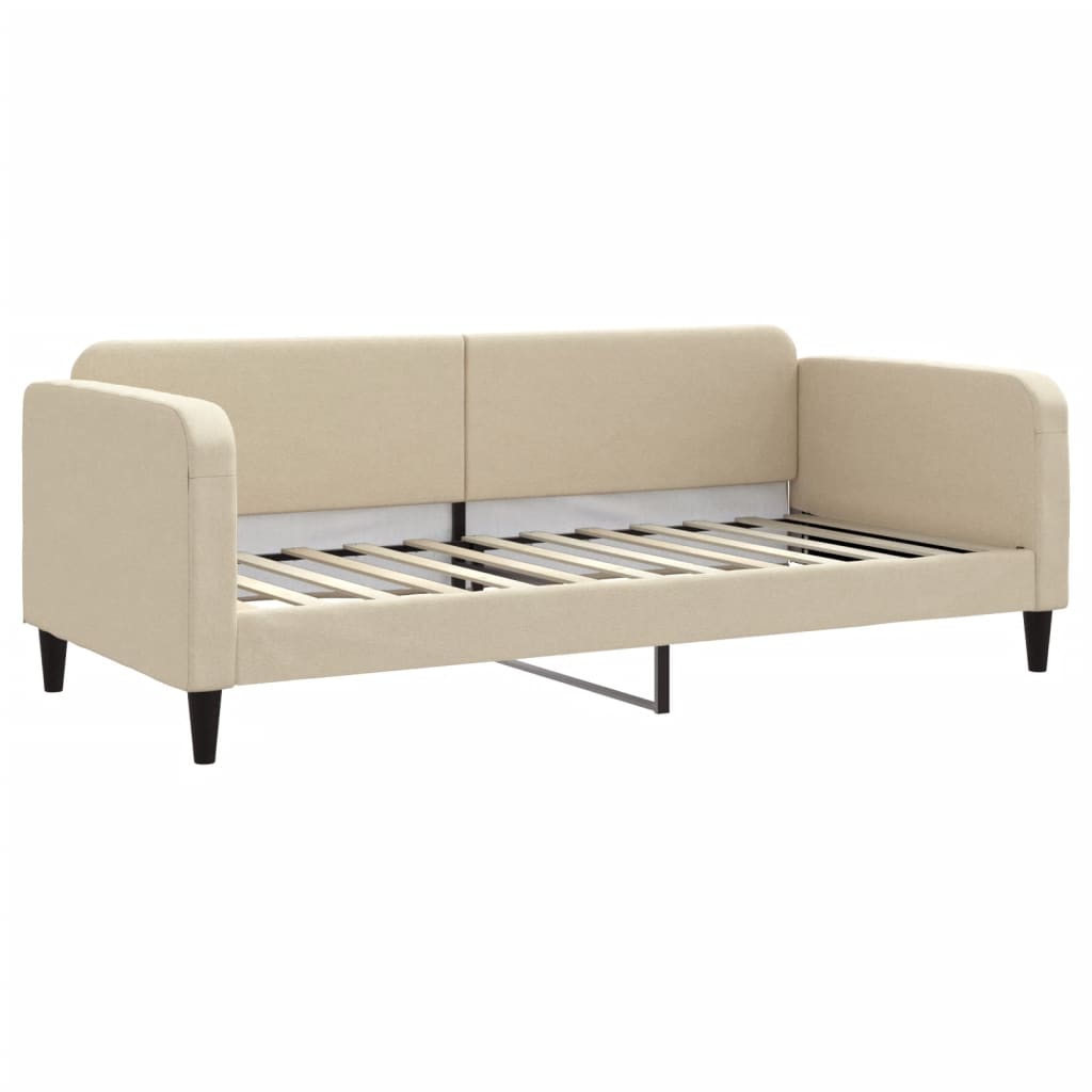 Dnevni krevet na razvlačenje s ladicama krem 90x200 cm tkanina