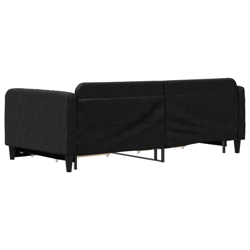 Dnevni krevet na razvlačenje s ladicama crni 100x200 cm tkanina