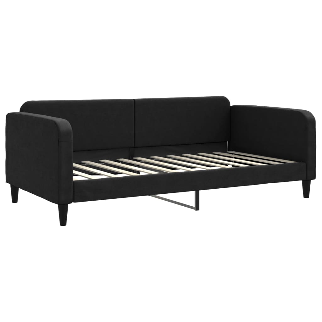 Dnevni krevet na razvlačenje s ladicama crni 100x200 cm tkanina