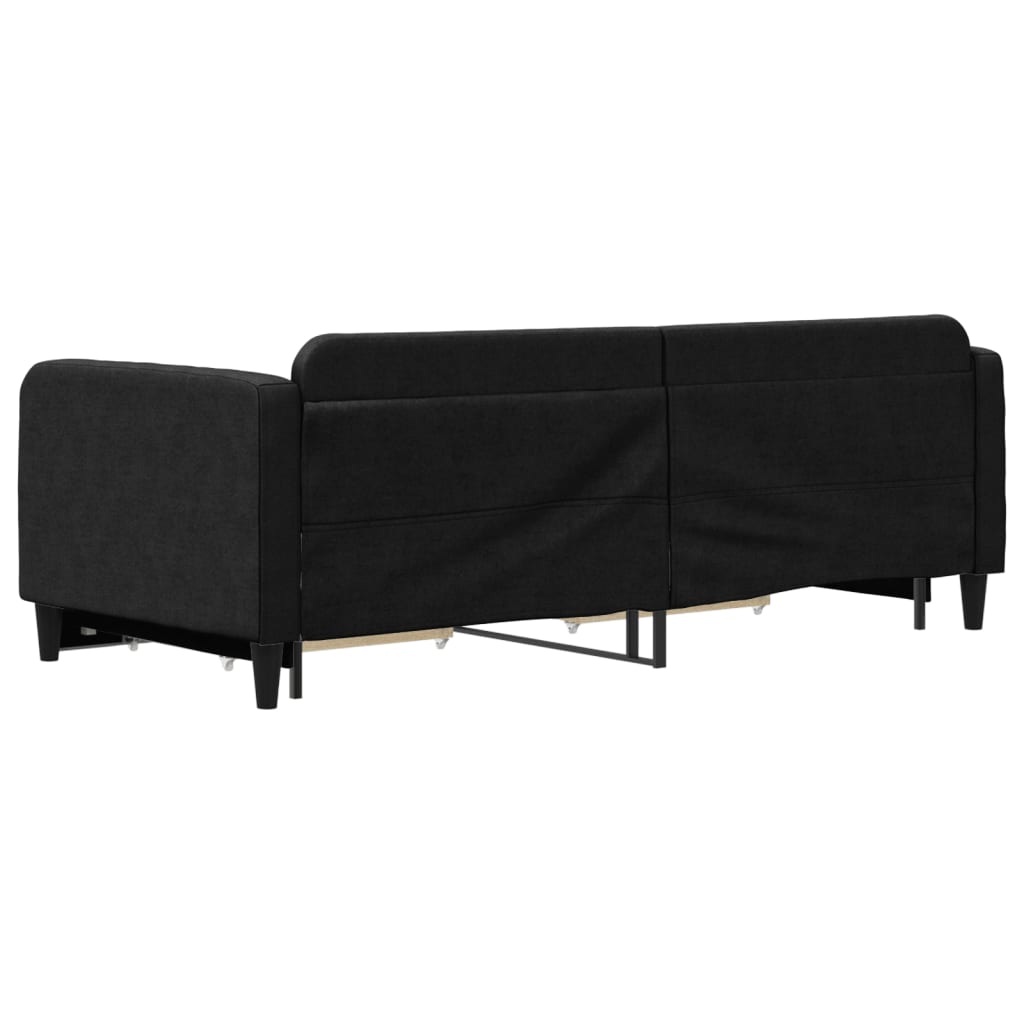Dnevni krevet na razvlačenje s ladicama crni 90x190 cm tkanina