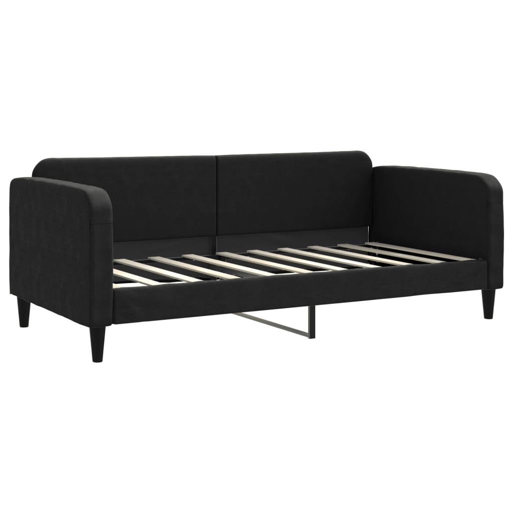 Dnevni krevet na razvlačenje s ladicama crni 90x190 cm tkanina