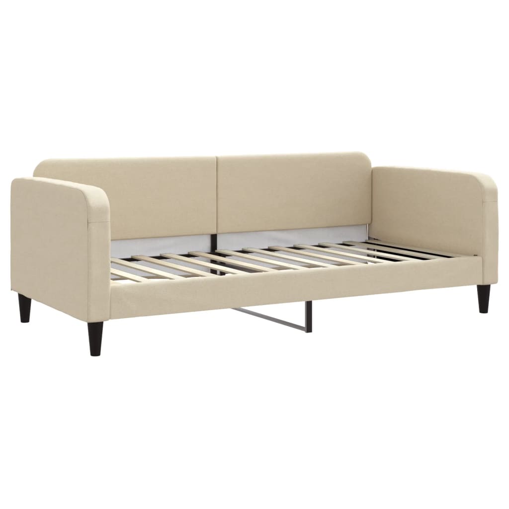 Dnevni krevet na razvlačenje s ladicama krem 90x200 cm tkanina