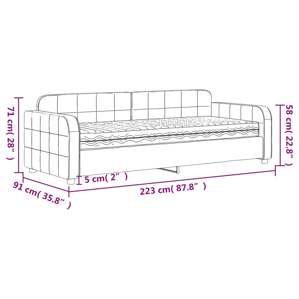 Dnevni krevet s madracem svjetlosivi 80 x 200 cm baršunasti