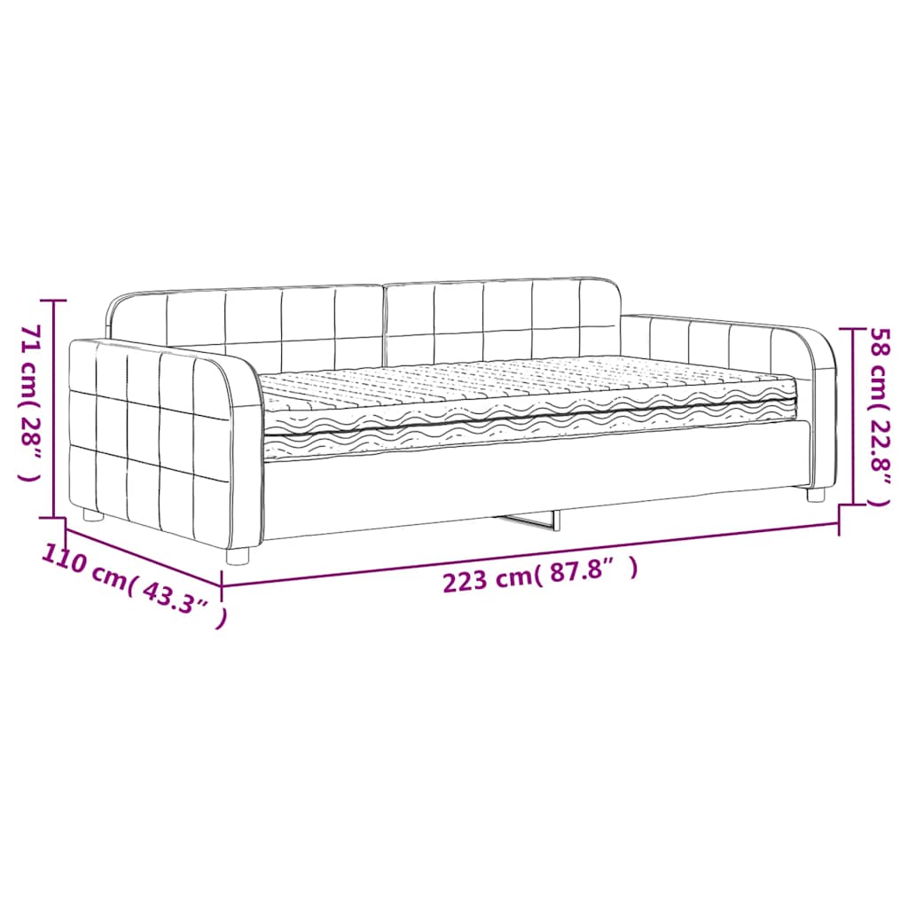 Dnevni krevet s madracem žuti 100 x 200 cm baršunasti