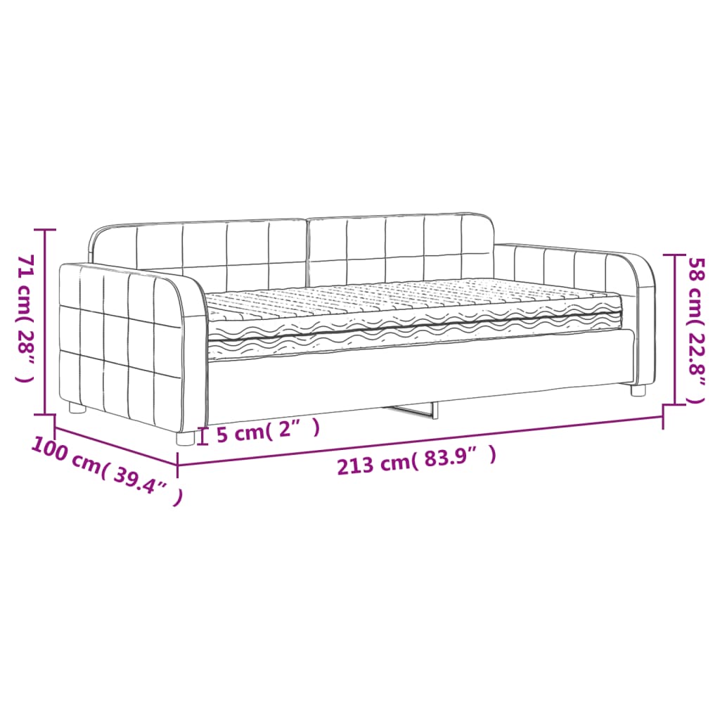 Dnevni krevet s madracem crni 90 x 190 cm baršunasti