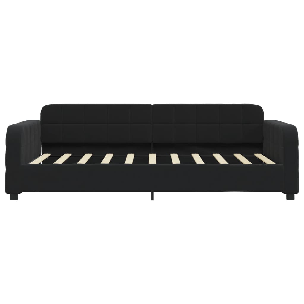 Dnevni krevet na razvlačenje s ladicama crni 90 x 190 cm baršun