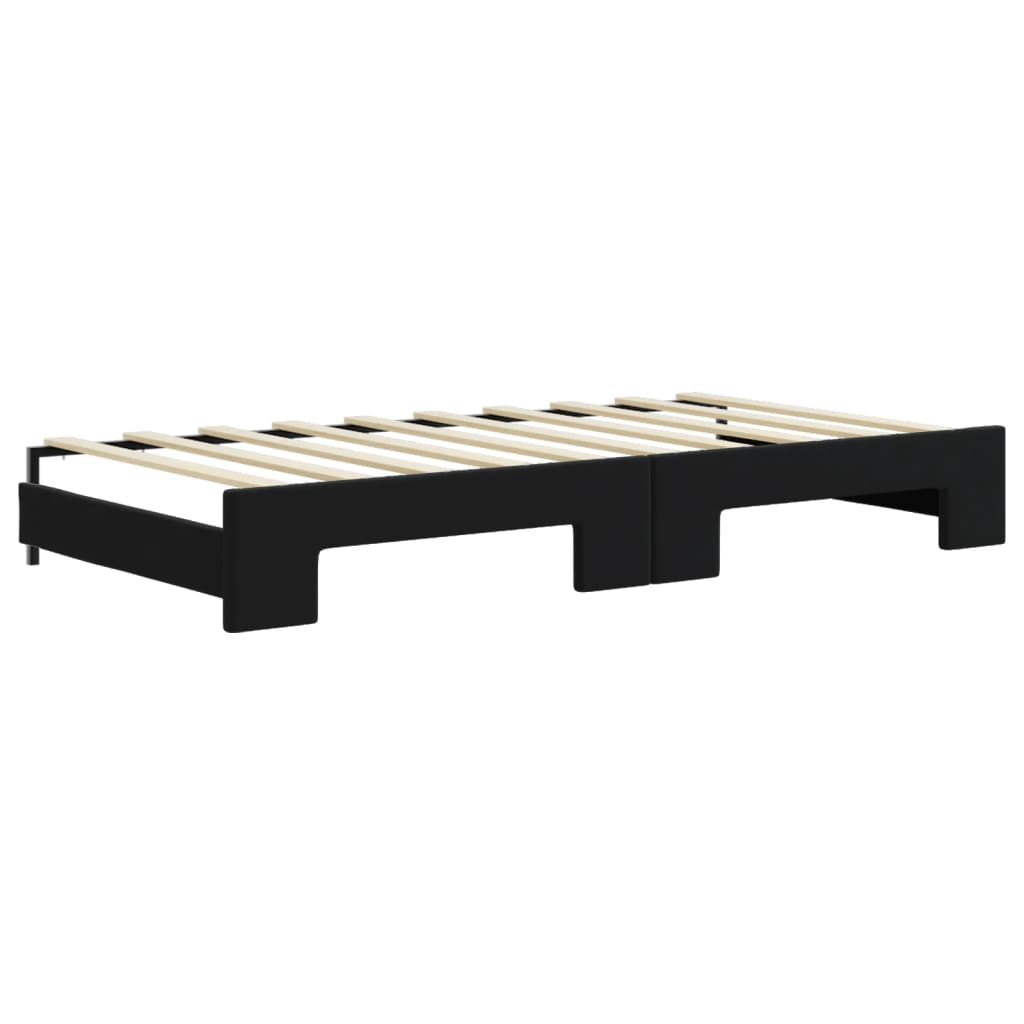 Dnevni krevet na razvlačenje s ladicama crni 90 x 190 cm baršun