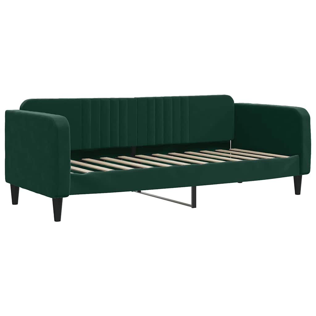 Dnevni krevet s madracem tamnozeleni 80 x 200 cm baršunasti