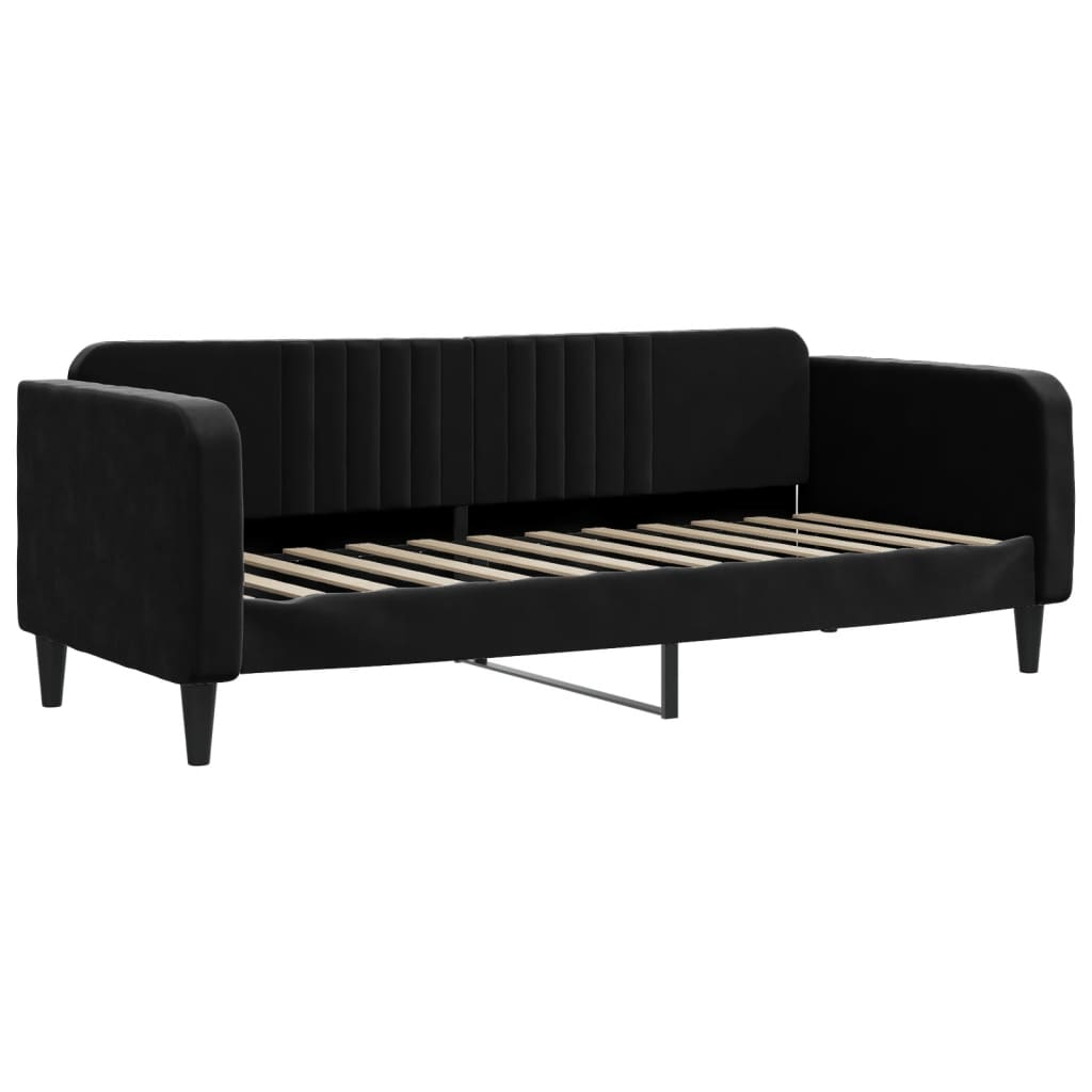 Dnevni krevet s madracem crni 80 x 200 cm baršunasti