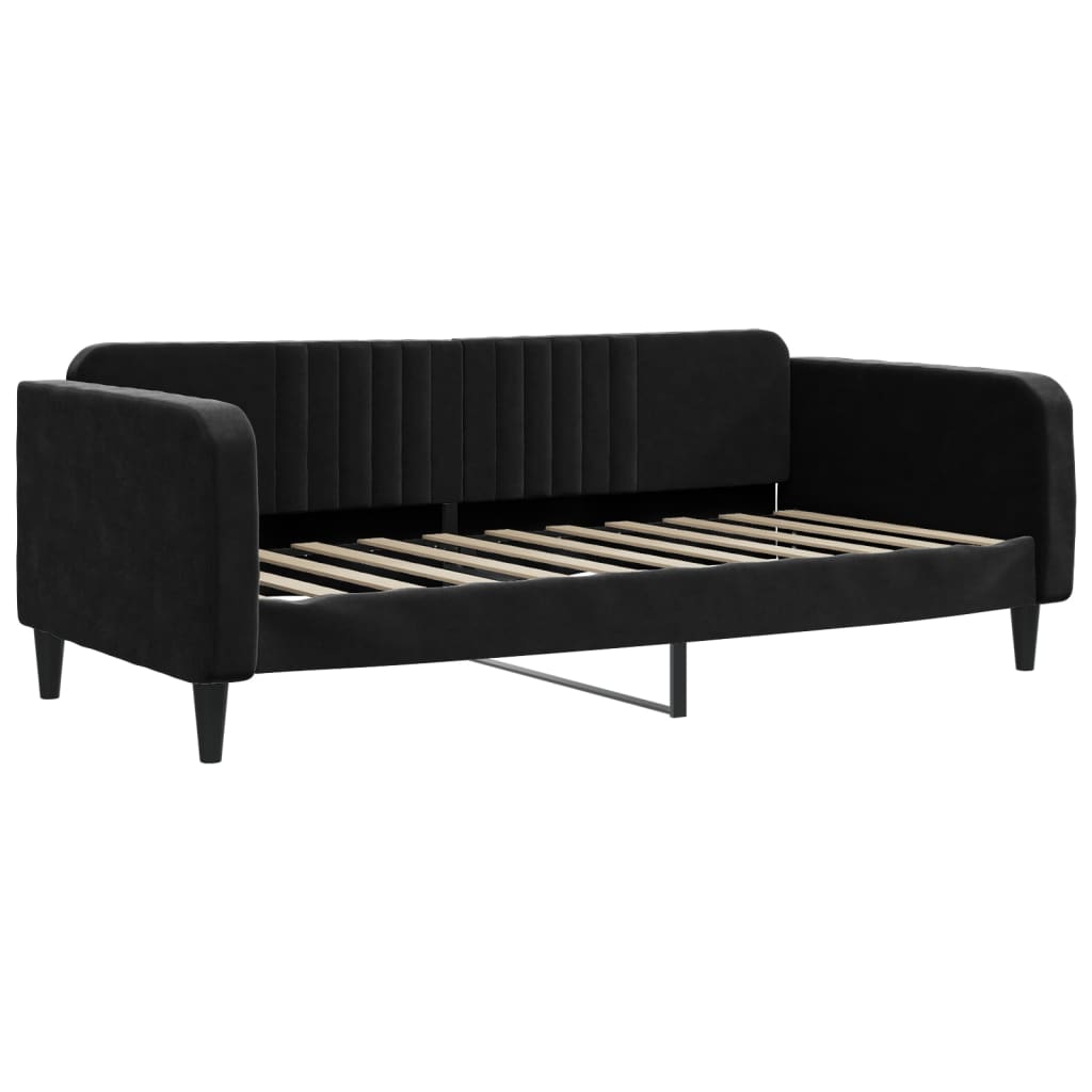 Dnevni krevet na razvlačenje s ladicama crni 90 x 190 cm baršun