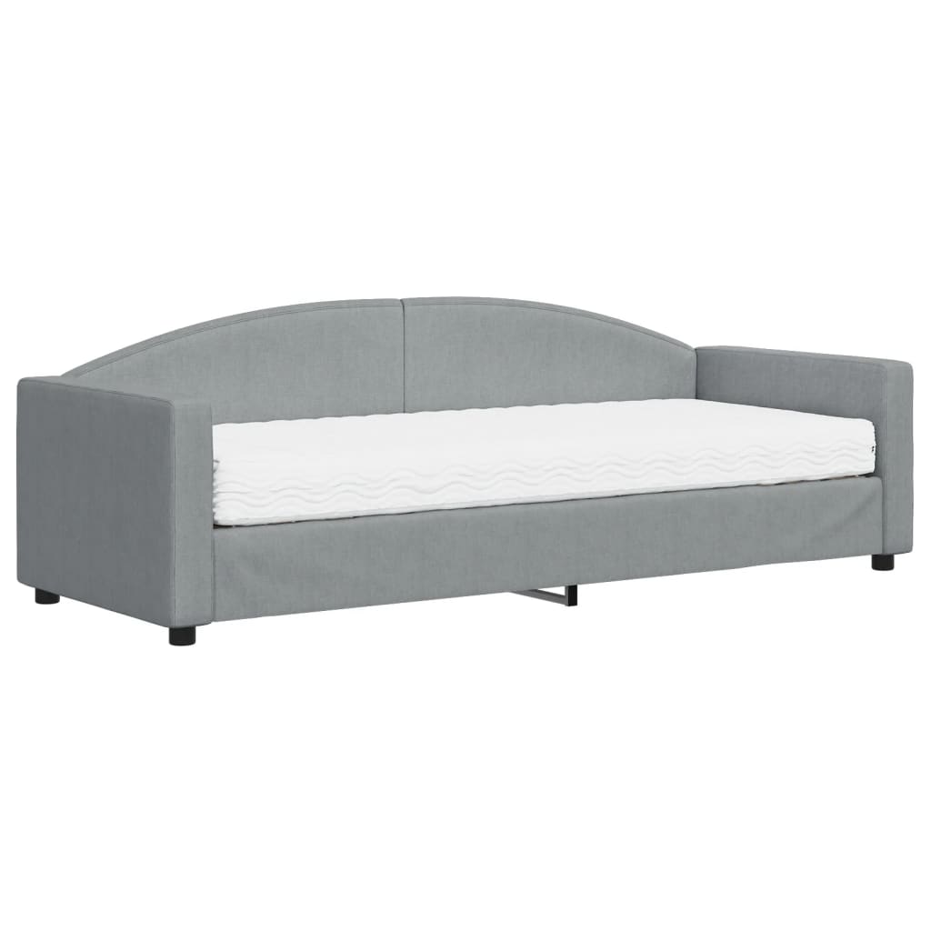 Dnevni krevet s madracem svjetlosivi 80 x 200 cm od tkanine