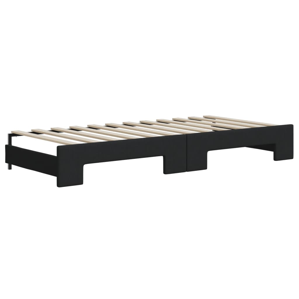 Dnevni krevet na razvlačenje s madracima crni 90x200 cm tkanina