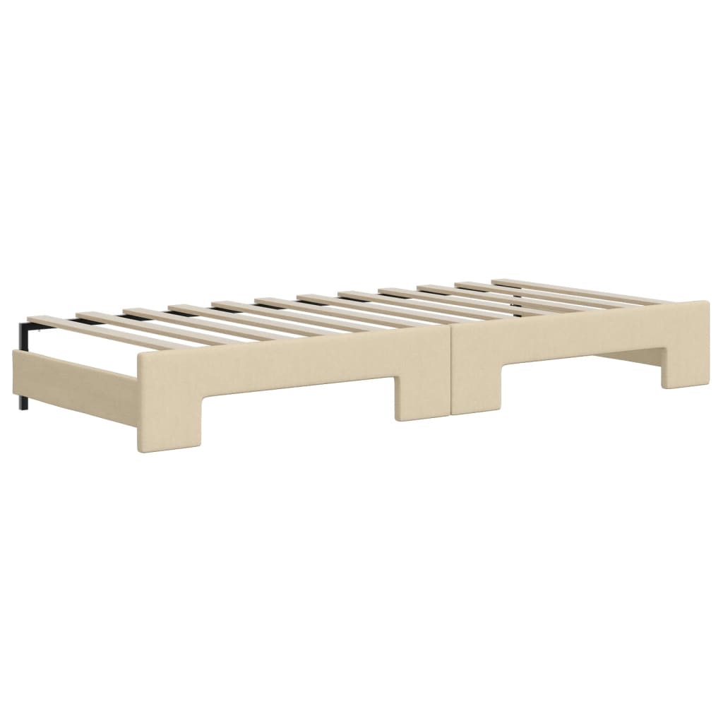 Dnevni krevet na razvlačenje s madracima krem 90x200 cm tkanina