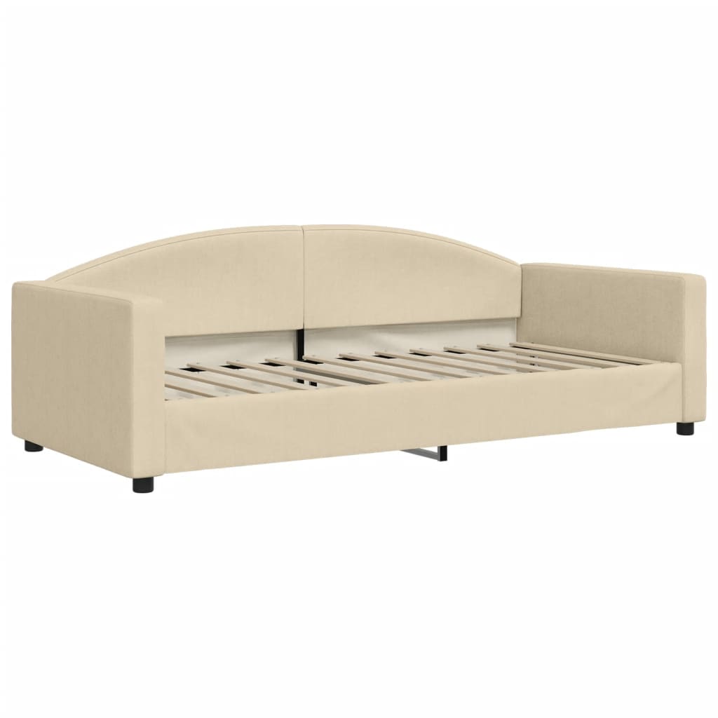 Dnevni krevet na razvlačenje s ladicama krem 90x200 cm tkanina