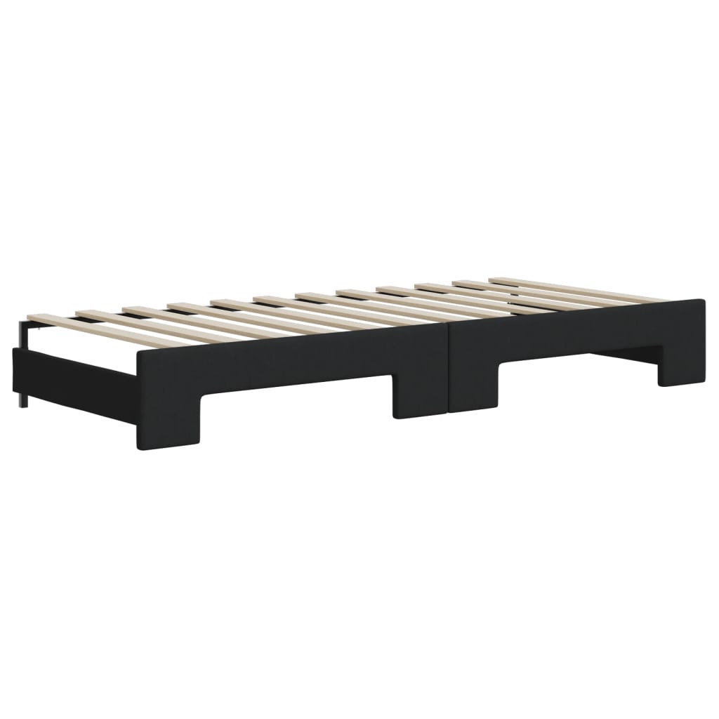 Dnevni krevet na razvlačenje s ladicama crni 90x200 cm tkanina