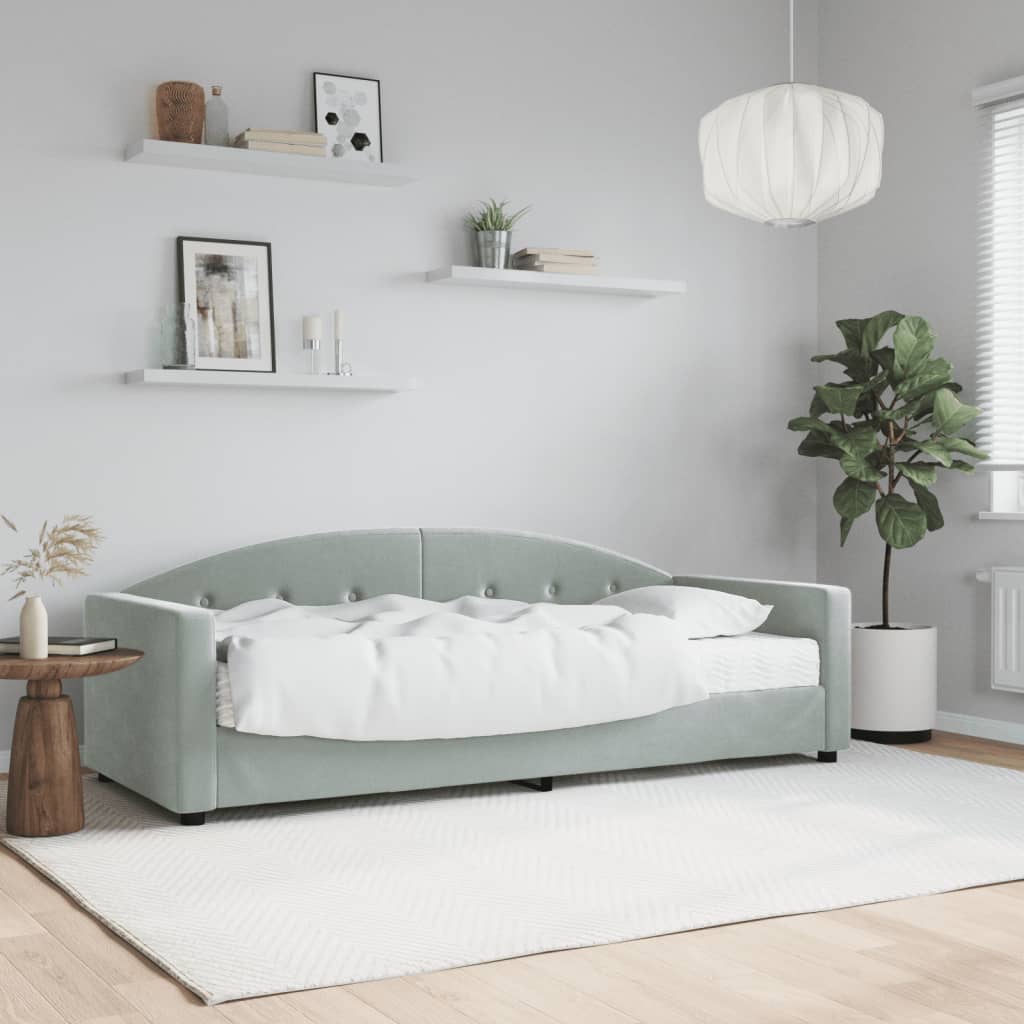 Dnevni krevet s madracem svjetlosivi 80 x 200 cm baršunasti