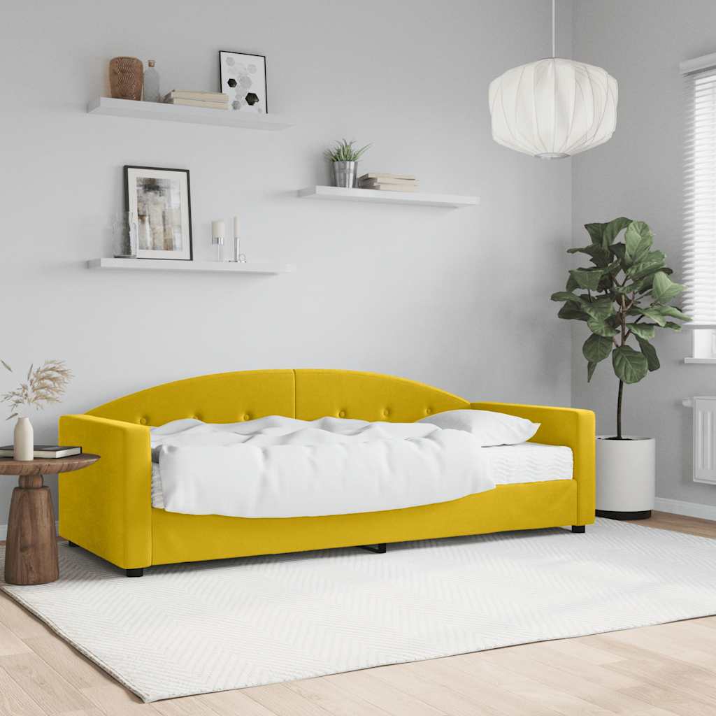 Dnevni krevet s madracem žuti 80 x 200 cm baršunasti