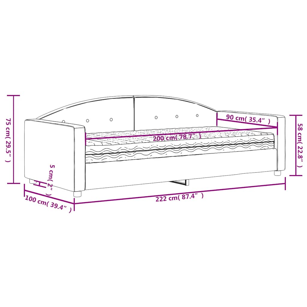 Dnevni krevet s madracem plavi 90 x 200 cm baršunasti