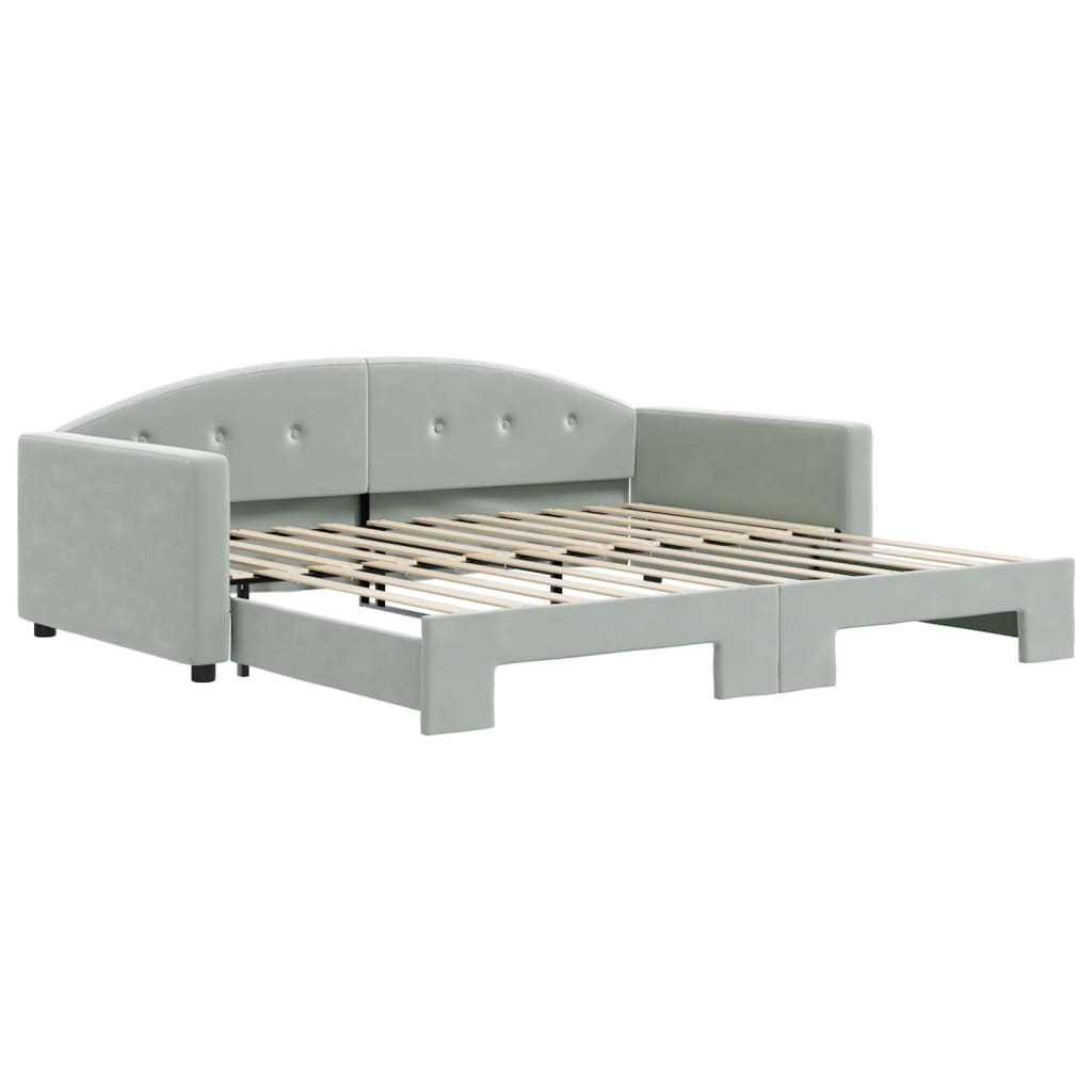 Dnevni krevet na razvlačenje svjetlosivi 100x200 cm baršunasti